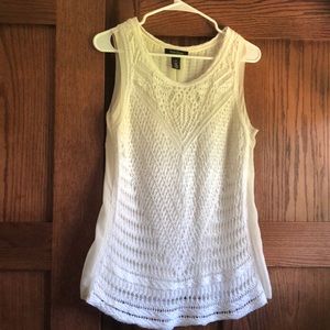 WHBM White Crochet Tank